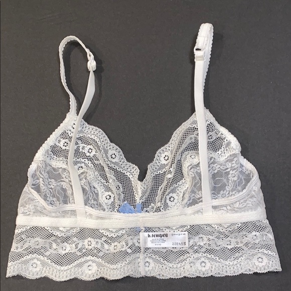 Small b.tempt’d by Wacoal White Floral Stretch Lace Bralette Sheer Flowers VCUC - Picture 7 of 13